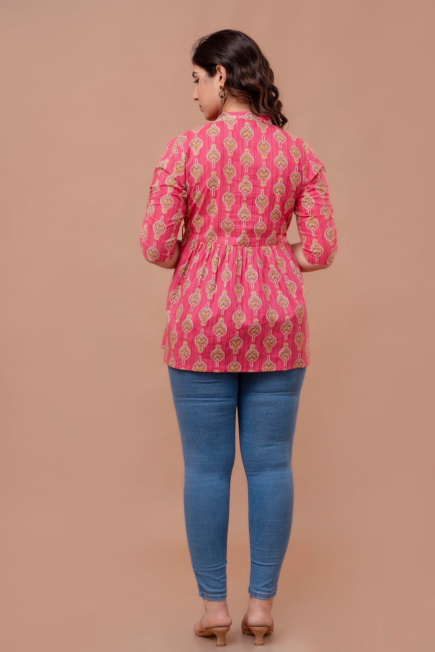 Pink blossom cotton printed top