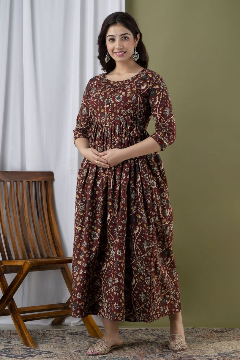 Mhendi floral  Cotton Printed Maternity And Feeding Kurti Combo Of 2