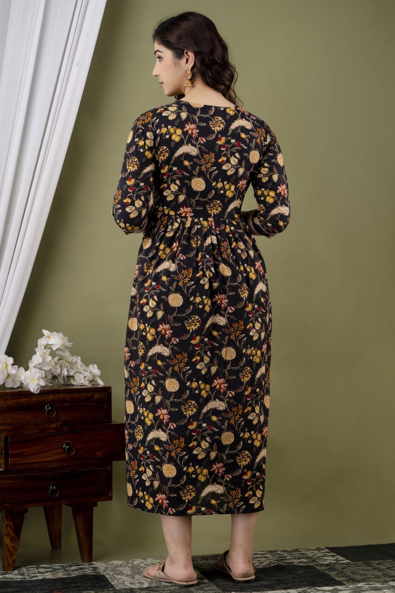 Brown blossom  Cotton Printed Maternity And Feeding Kurti Combo Of 2