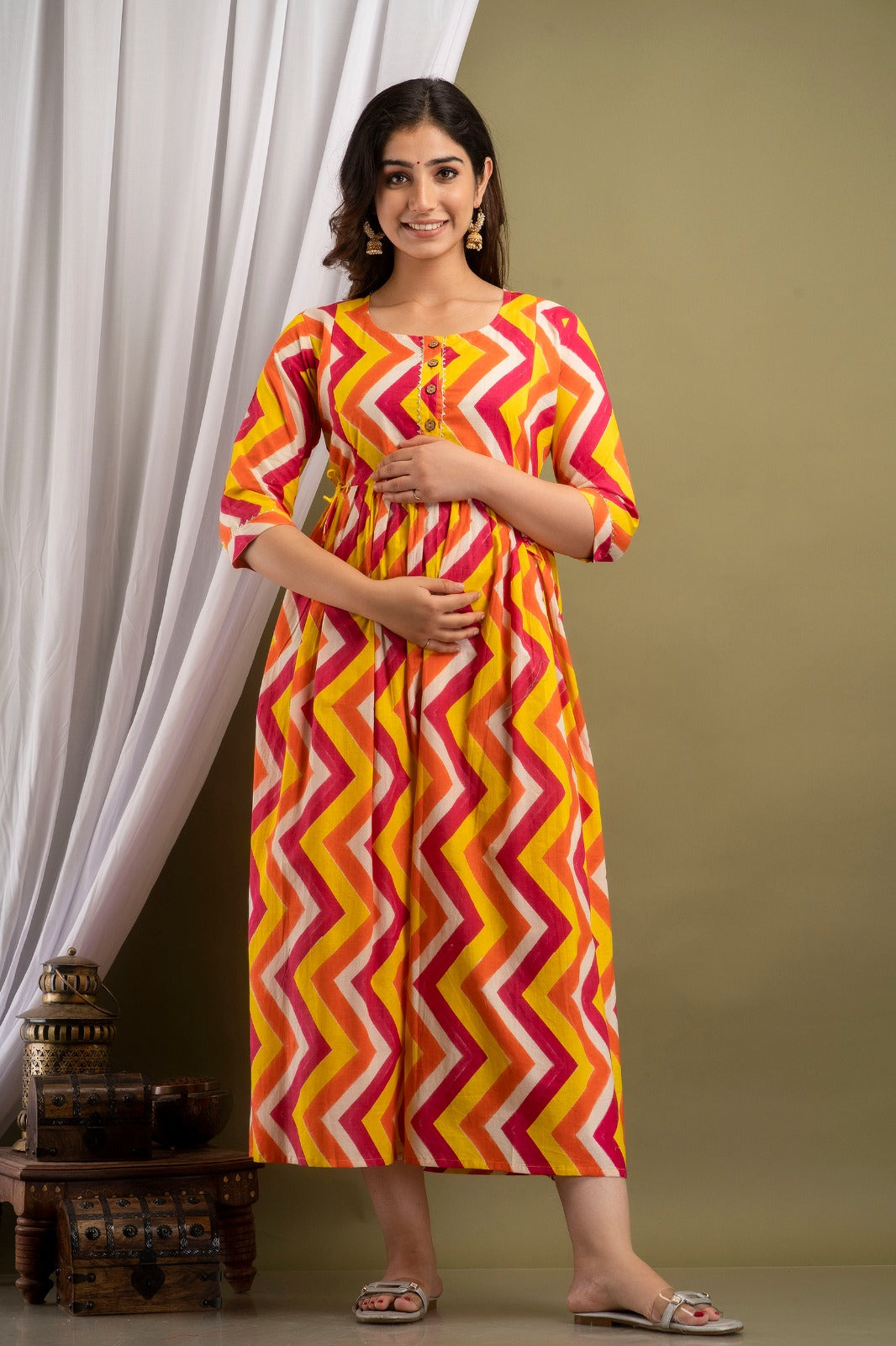 Lahriya bhandaz  Cotton Printed Maternity And Feeding Kurti Combo Of 2