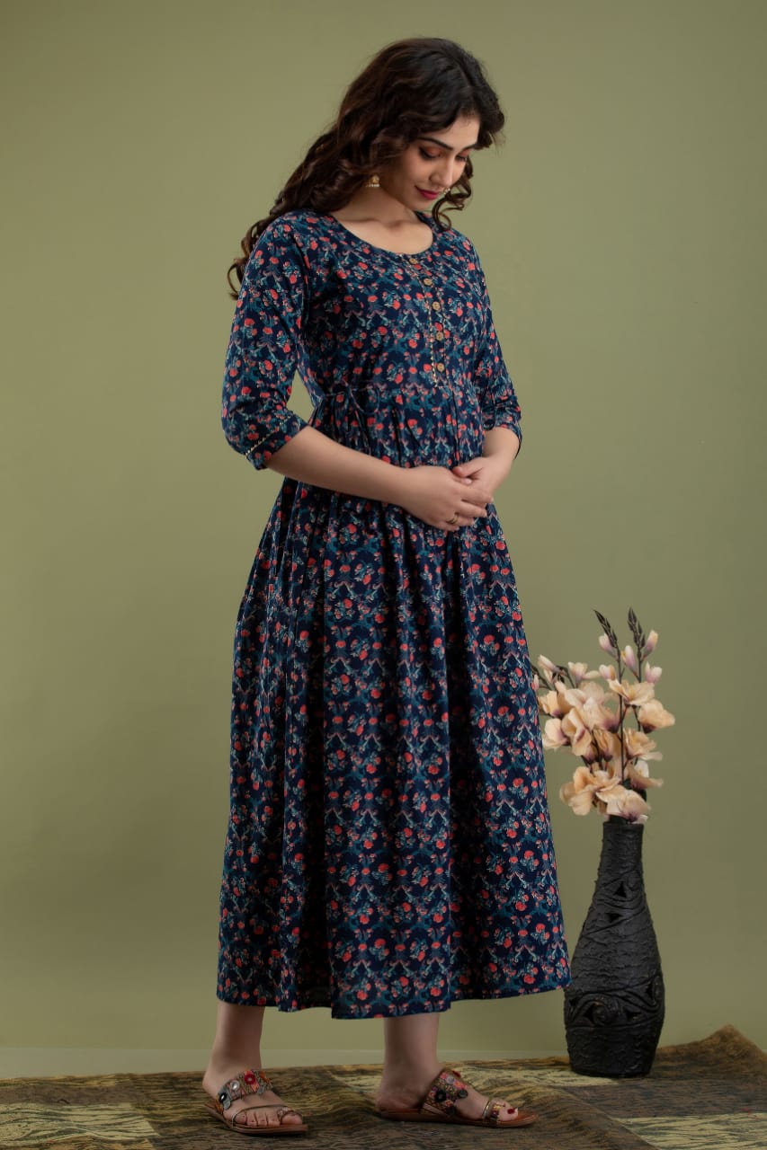 Cotton printed maternity and feeding kurti