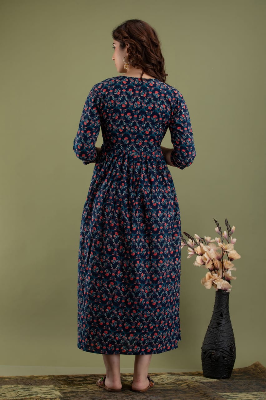 Cotton printed maternity and feeding kurti