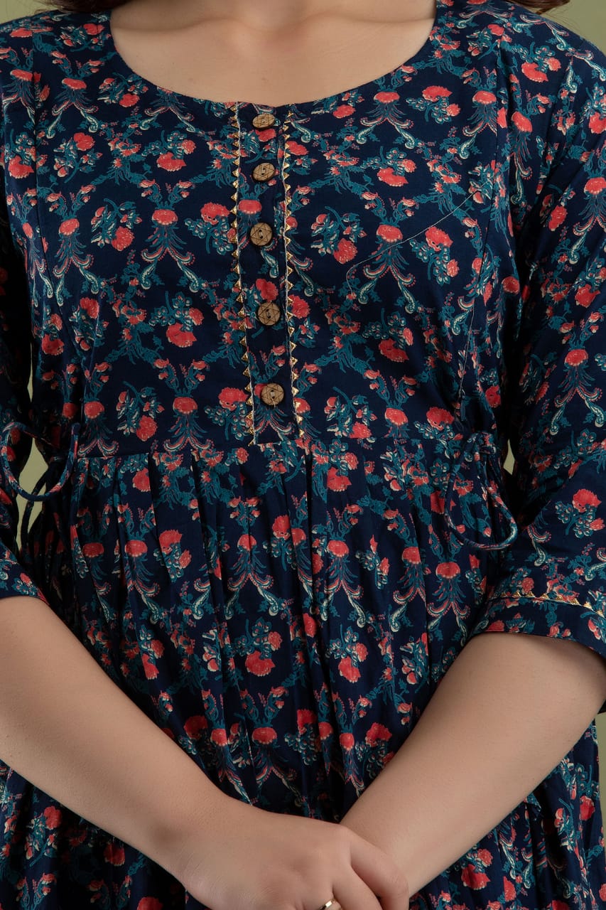Cotton printed maternity and feeding kurti