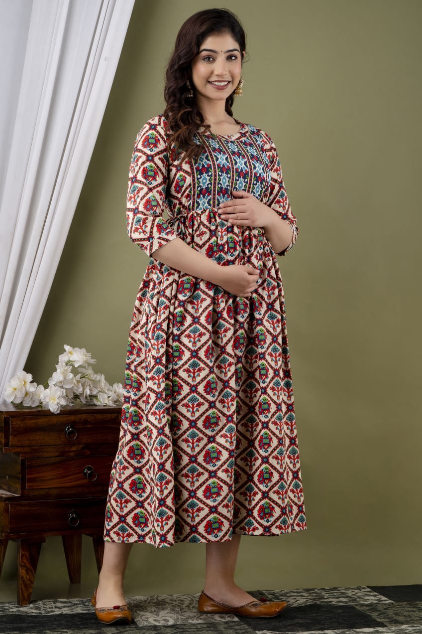 Pregnency palette chic Cotton printed maternity and feeding kurti