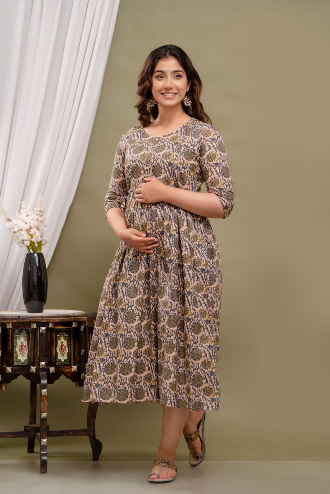 Cotton printed maternity and feeding kurti