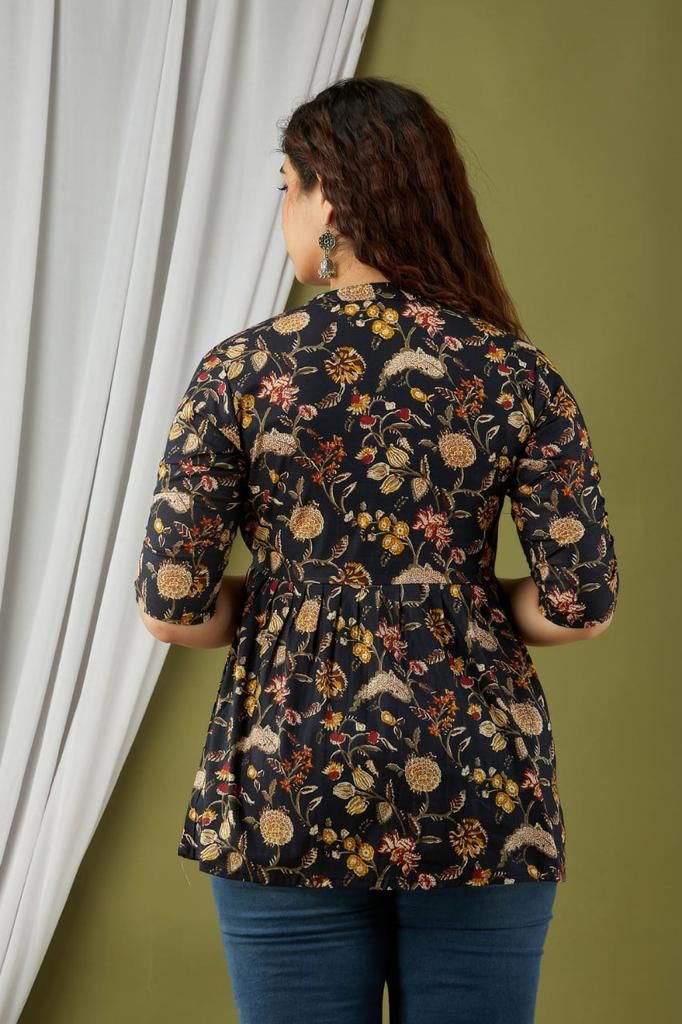 Black circle cotton printed top - Nevisha Style