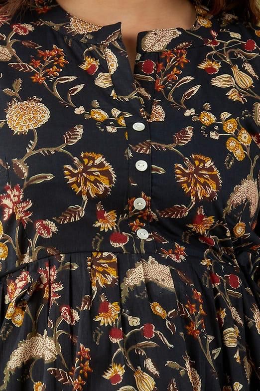 Black circle cotton printed top - Nevisha Style