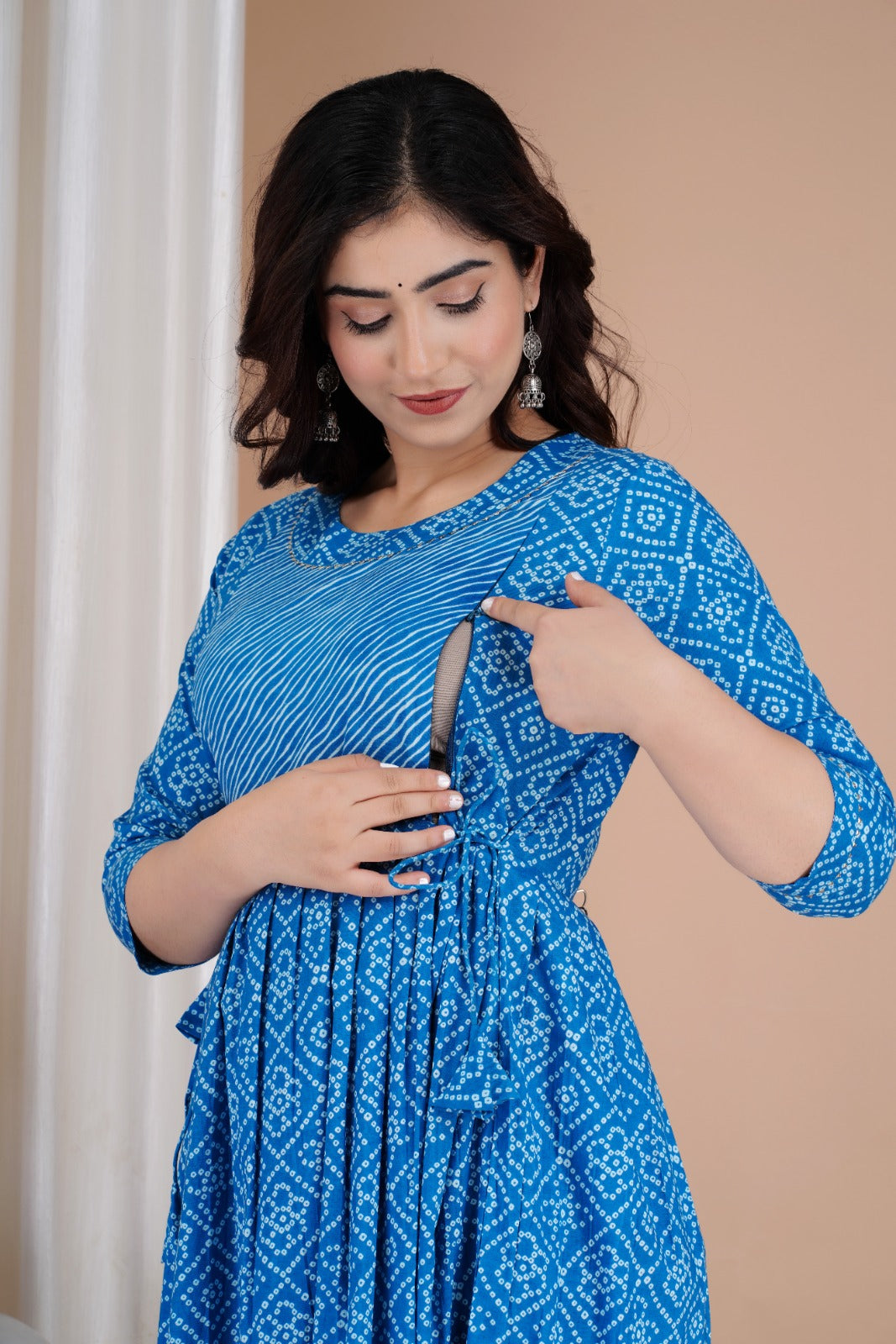 Blue Serenity: Maternity Kurti Combo