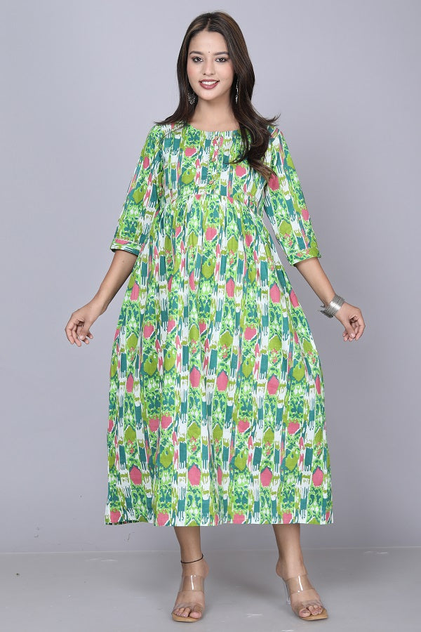 Pistachio COTTON MATERNITY AND FEEDING KURTI