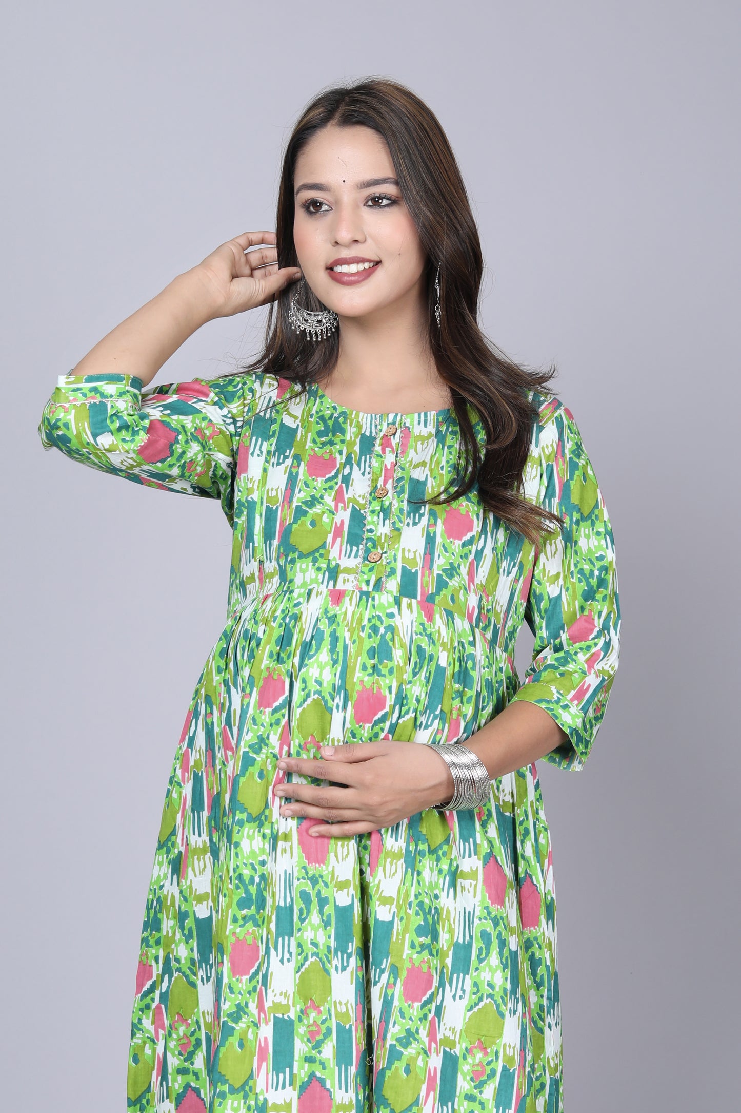 Pistachio COTTON MATERNITY AND FEEDING KURTI