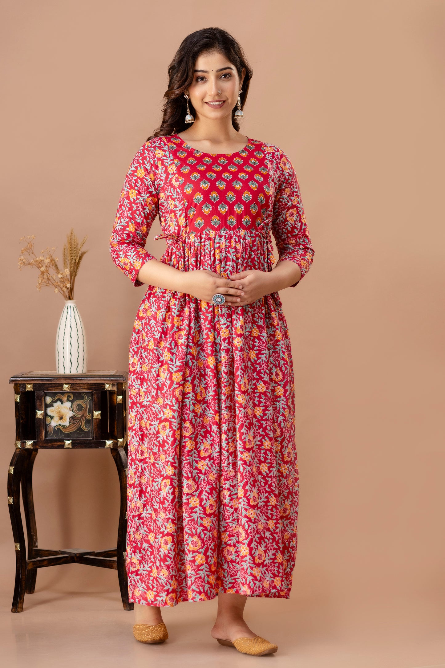 Dancing Cotton Printed Maternity And Feeding Kurti Combo Of 2