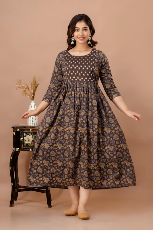 Sanganeri cotton maternity and feeding kurti