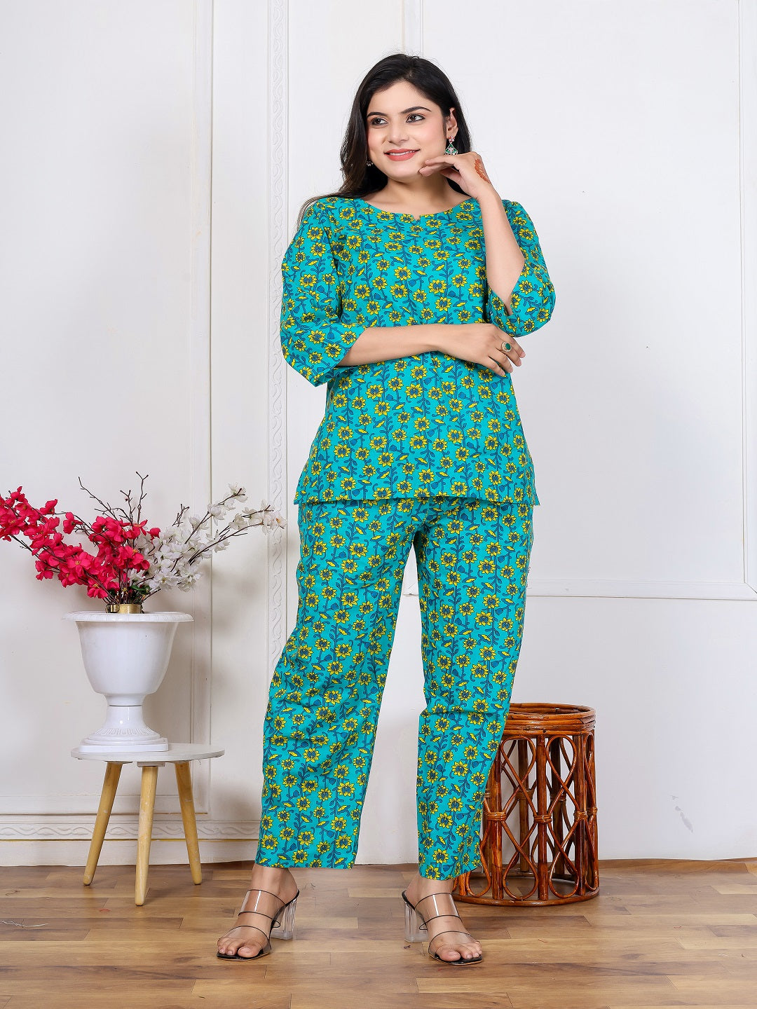 Rama yellow flower cotton cord set