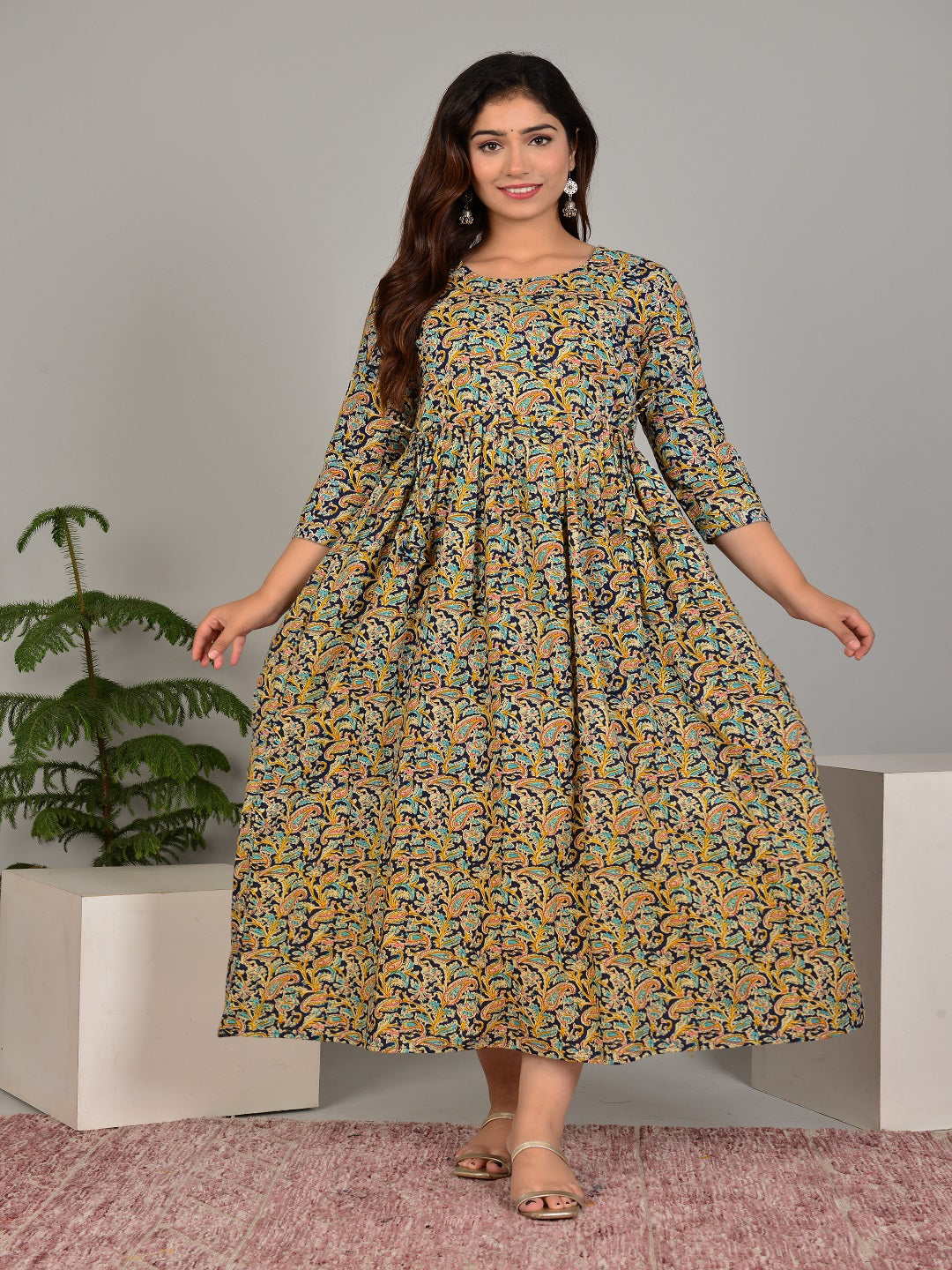 Multi tree cotton maternity and feeding kurti