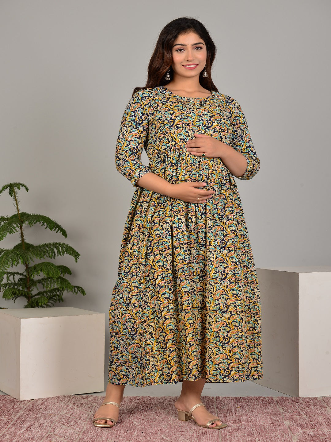 Multi tree cotton maternity and feeding kurti