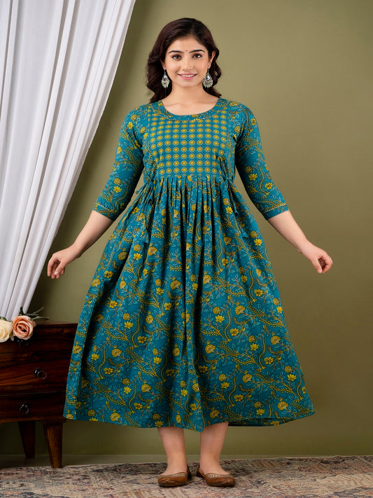 Rama doted cotton maternity and feeding kurti