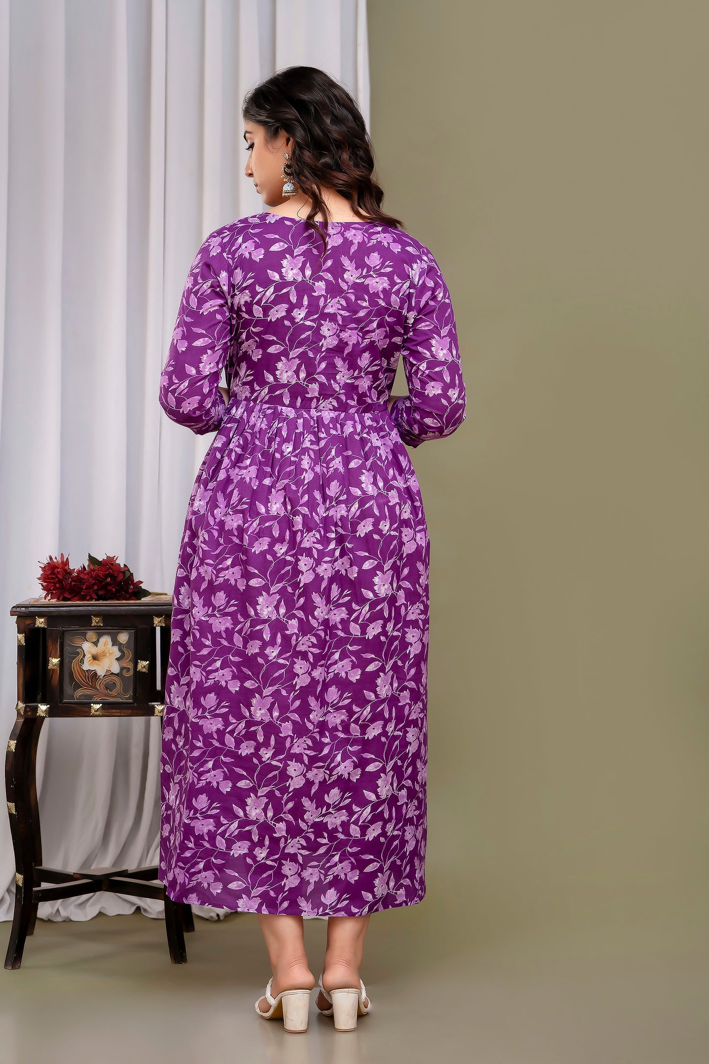Purple mircal cotton maternity and feeding kurti