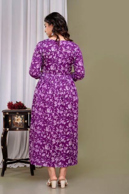 Purple mircal cotton maternity and feeding kurti