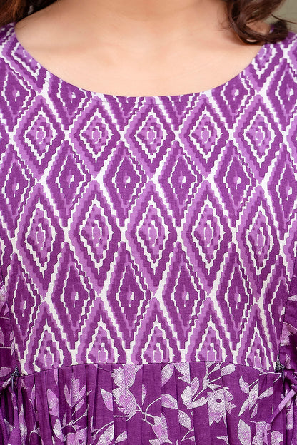 Purple mircal cotton maternity and feeding kurti