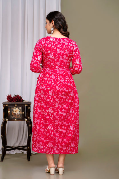 Pink  mircal cotton maternity and feeding kurti