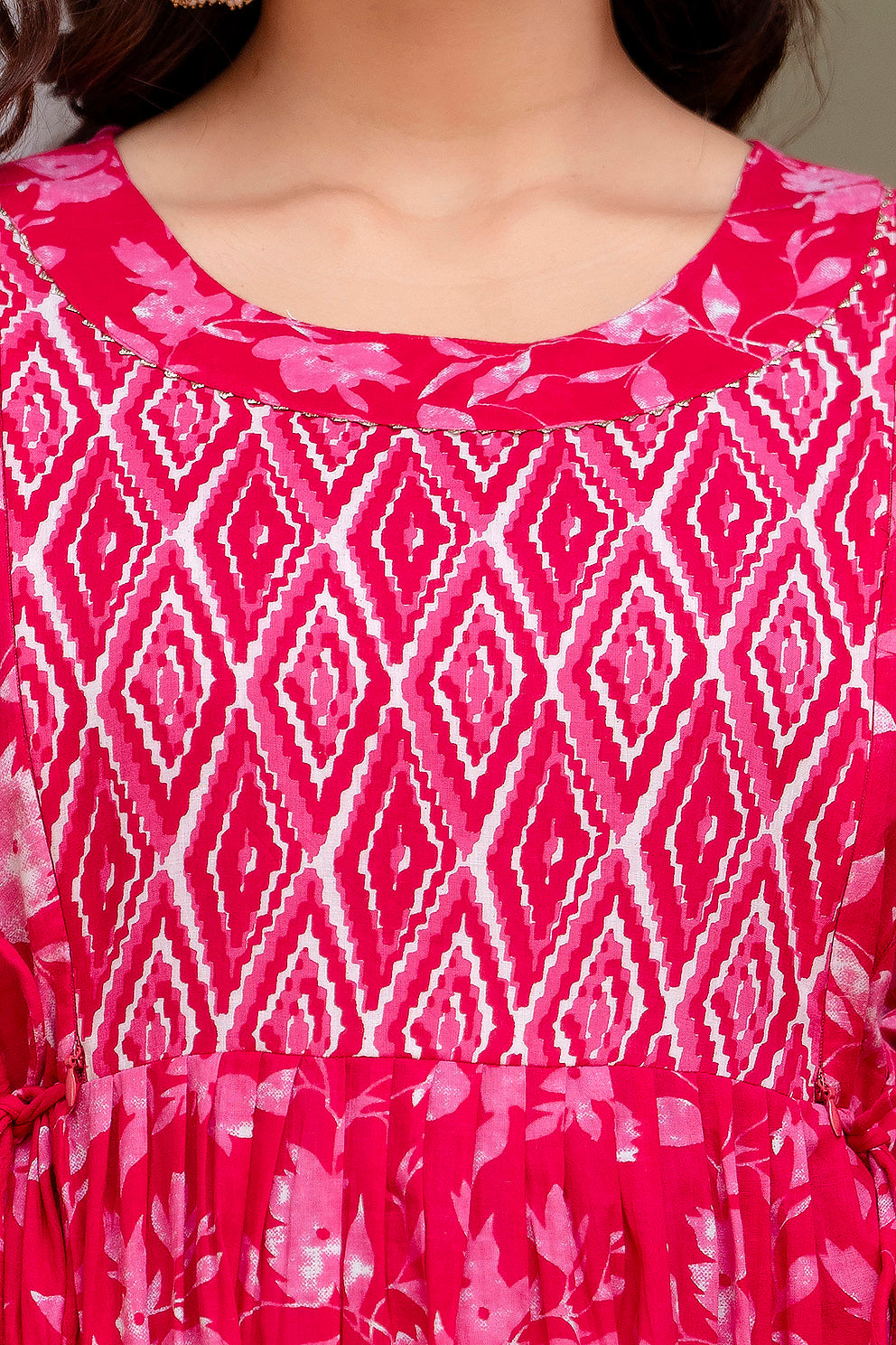 Pink  mircal cotton maternity and feeding kurti