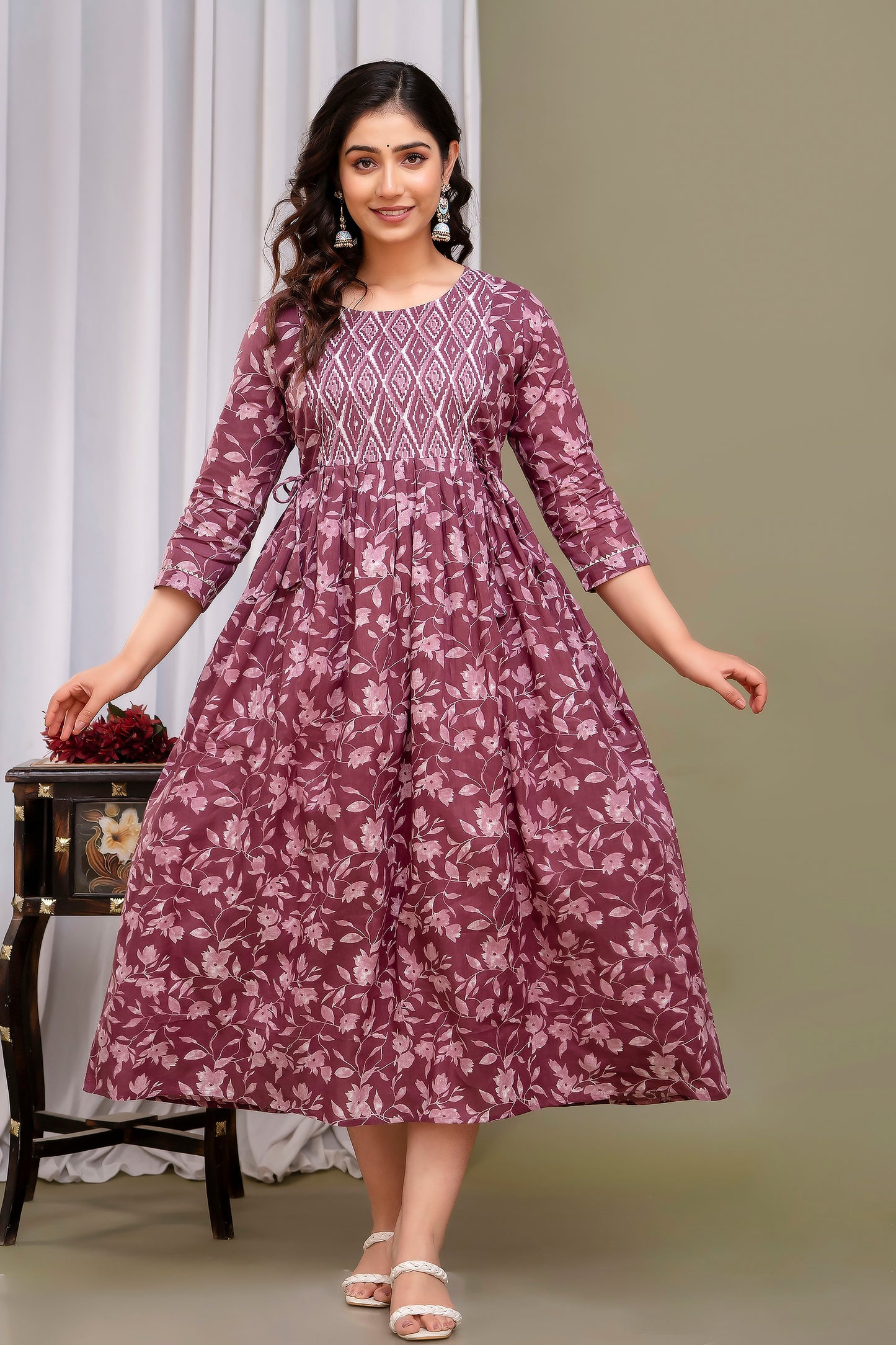 Multi sweet cotton maternity and feeding kurti