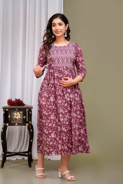 Multi sweet cotton maternity and feeding kurti