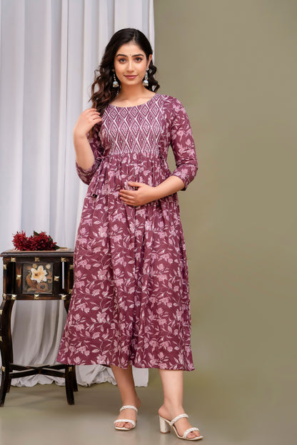 Multi sweet cotton maternity and feeding kurti