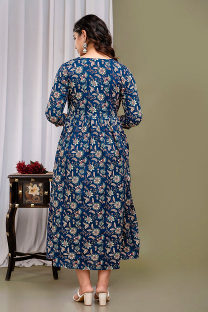 Blue baby bubls cotton maternity and feeding kurti