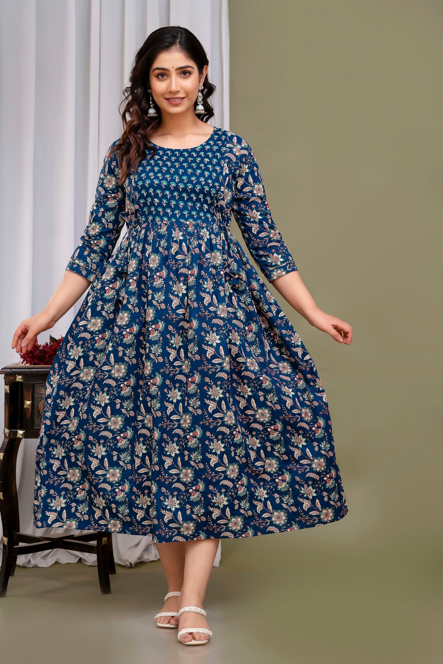 Blue baby bubls cotton maternity and feeding kurti