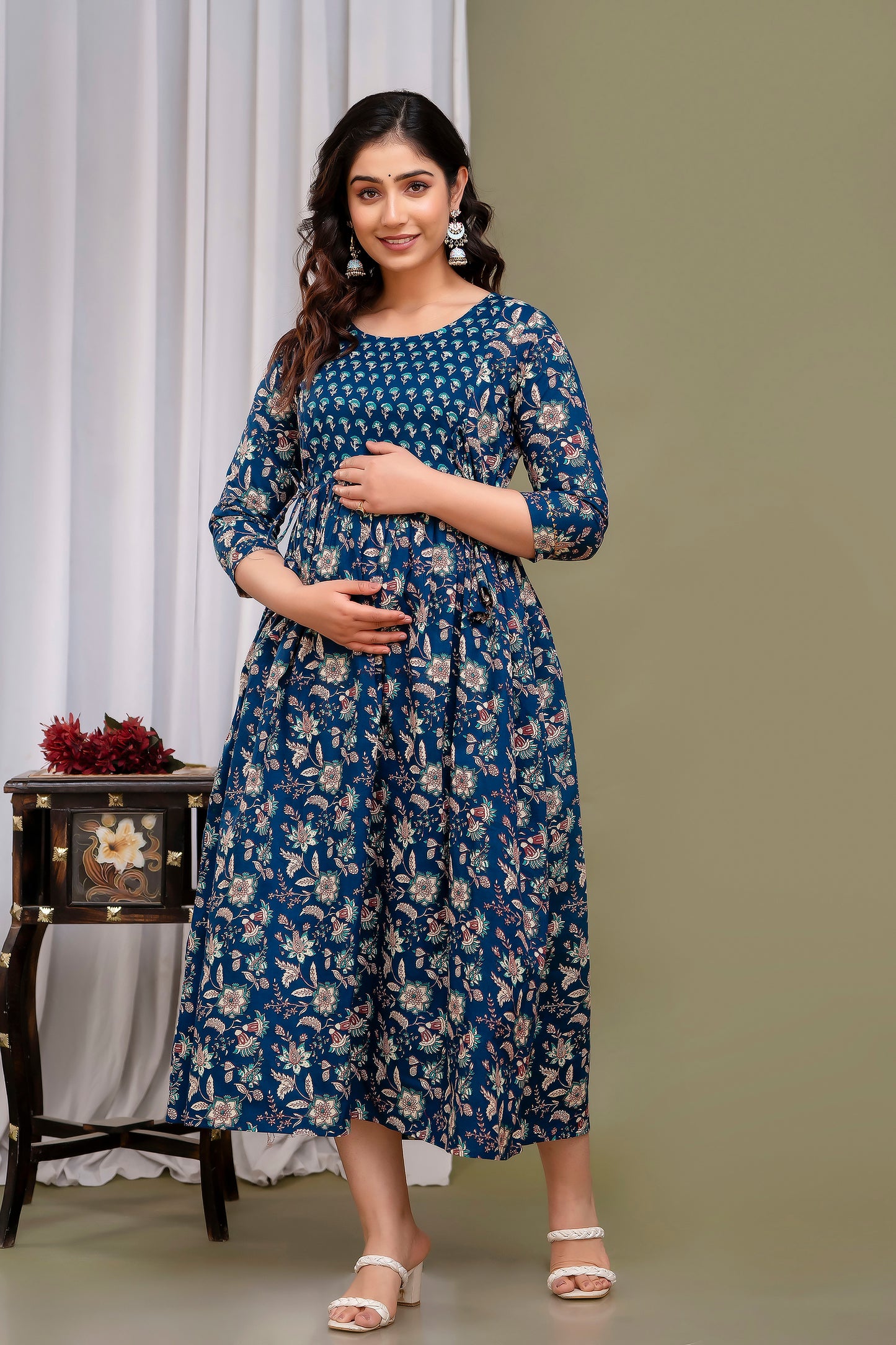 Blue baby bubls cotton maternity and feeding kurti