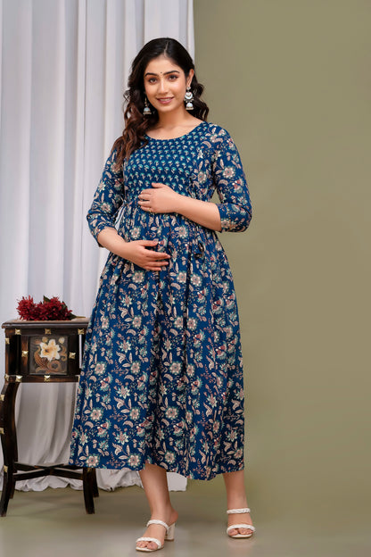 Blue baby bubls cotton maternity and feeding kurti