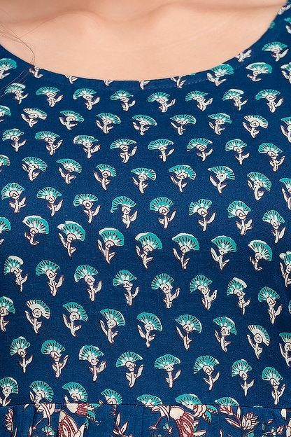 Blue baby bubls cotton maternity and feeding kurti