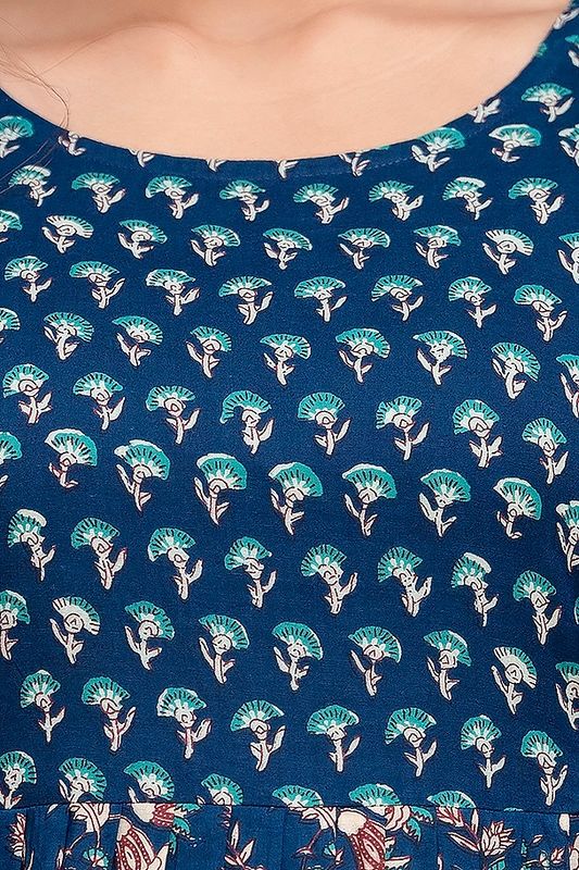 Blue baby bubls cotton maternity and feeding kurti