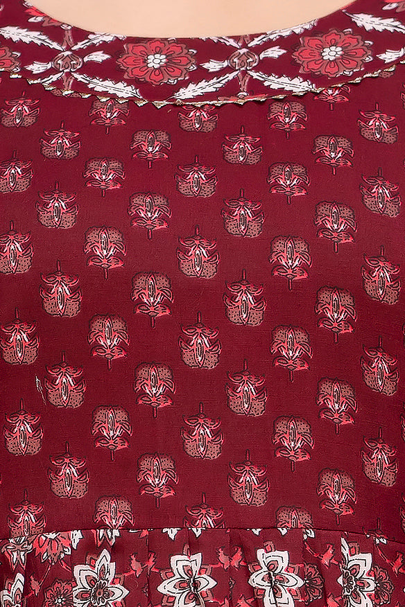 Red bubls cotton maternity and feeding kurti