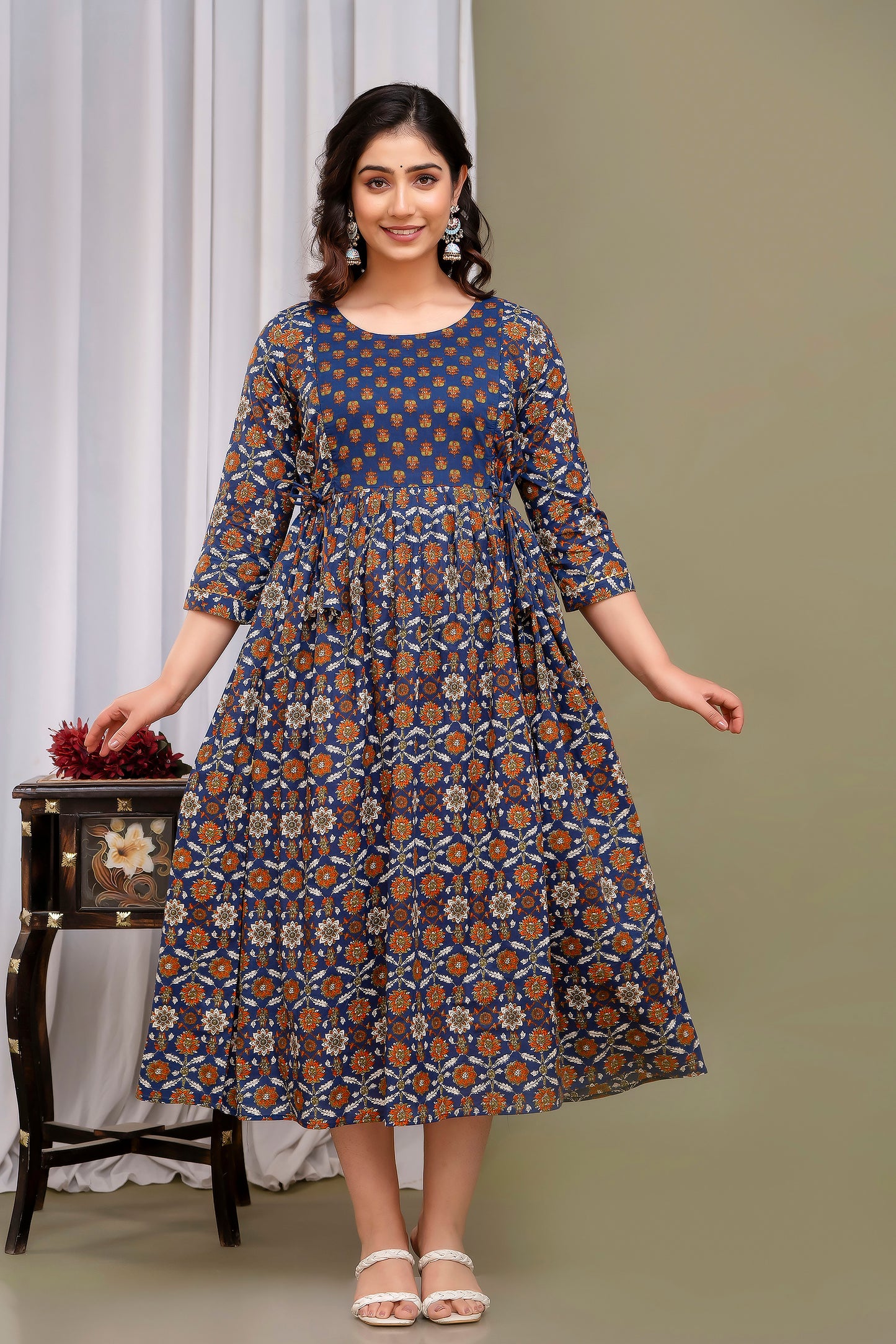 Multi circle cotton maternity and feeding kurti
