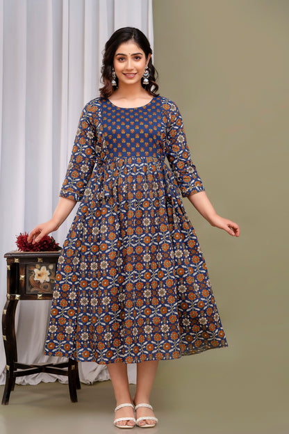 Multi circle cotton maternity and feeding kurti
