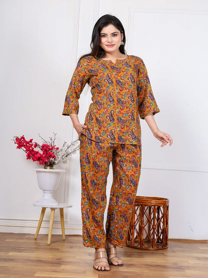 Musterd carry Rayon cord set