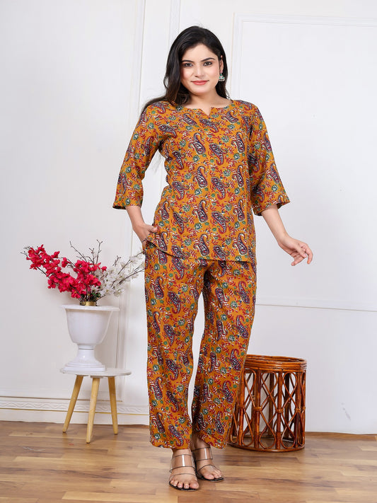 Musterd carry Rayon cord set