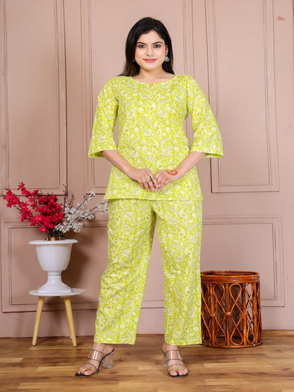 Parrot green snck cotton cord set