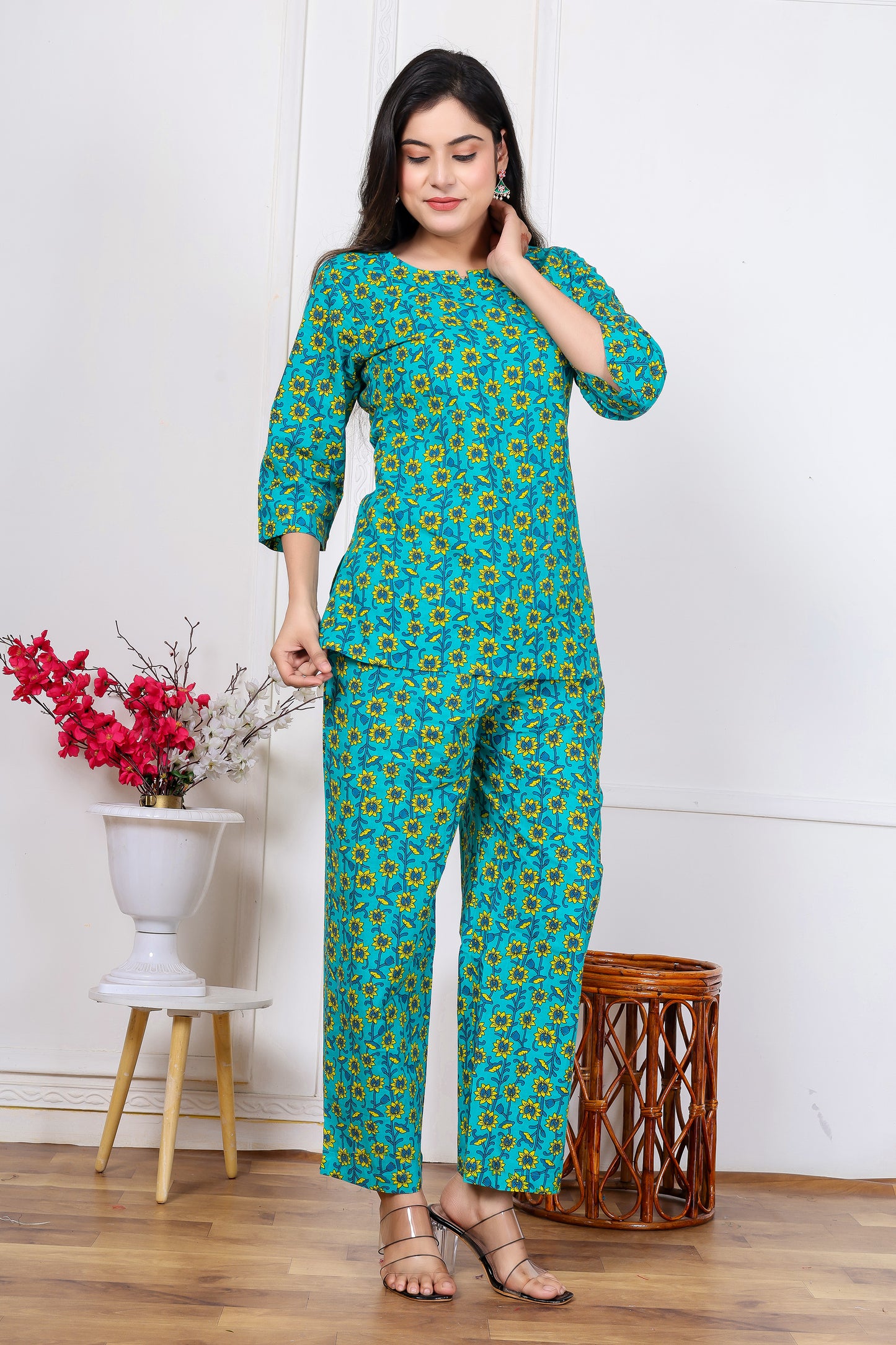 Rama yellow flower cotton cord set