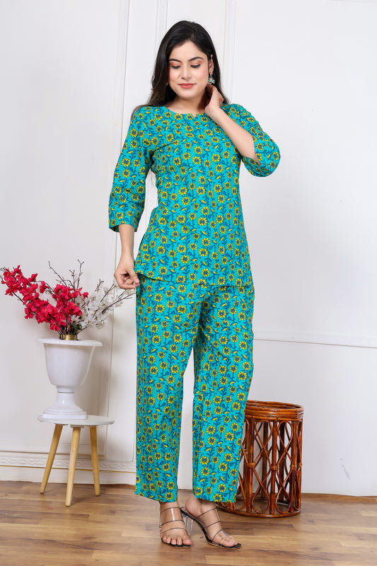 Rama yellow flower cotton cord set