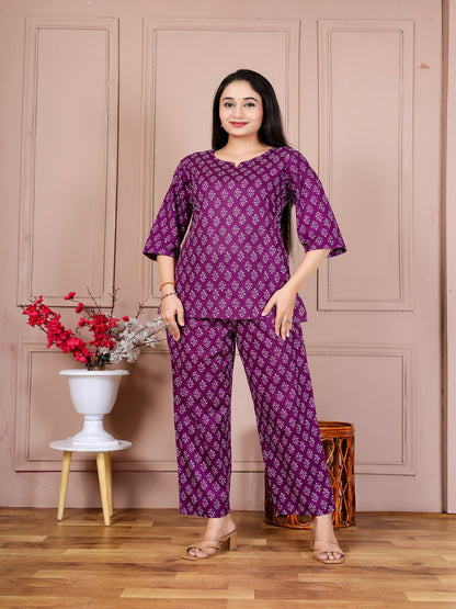 Purple royal cotton cord set