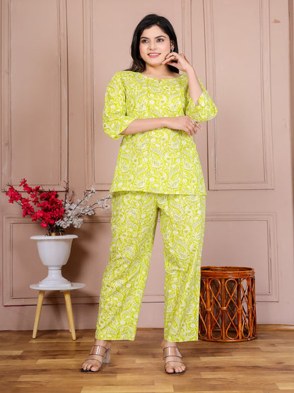 Parrot green snck cotton cord set