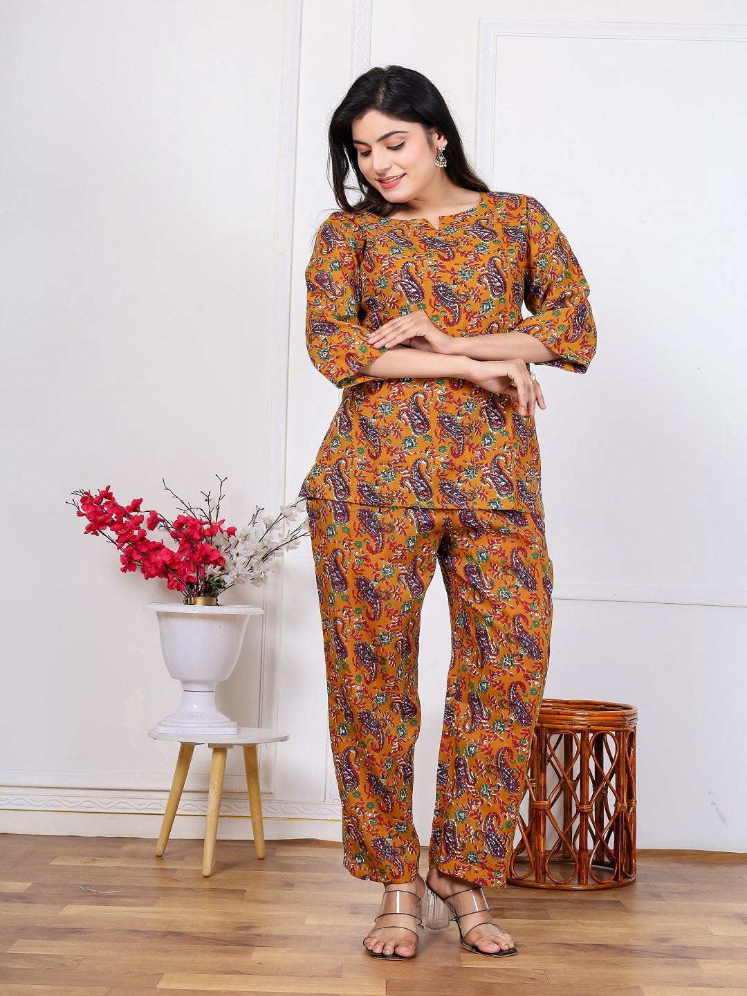 Musterd carry Rayon cord set