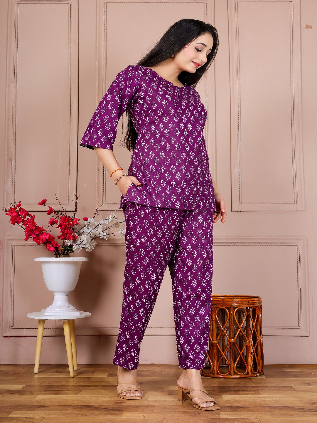 Purple royal cotton cord set