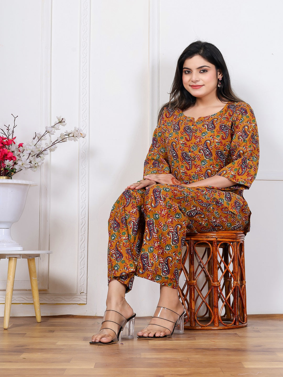 Musterd carry Rayon cord set