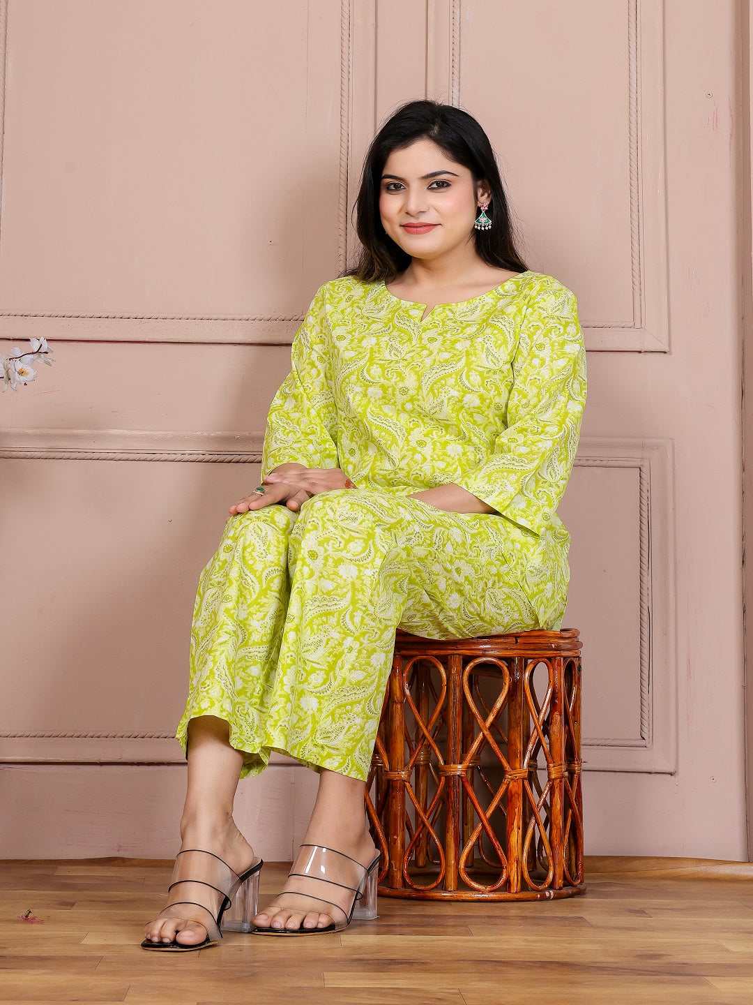 Parrot green snck cotton cord set