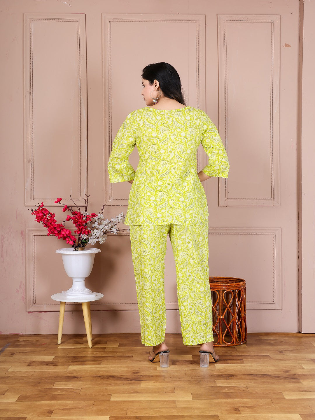 Parrot green snck cotton cord set