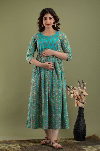 Rama line Cotton printed maternity  and feeding kurti